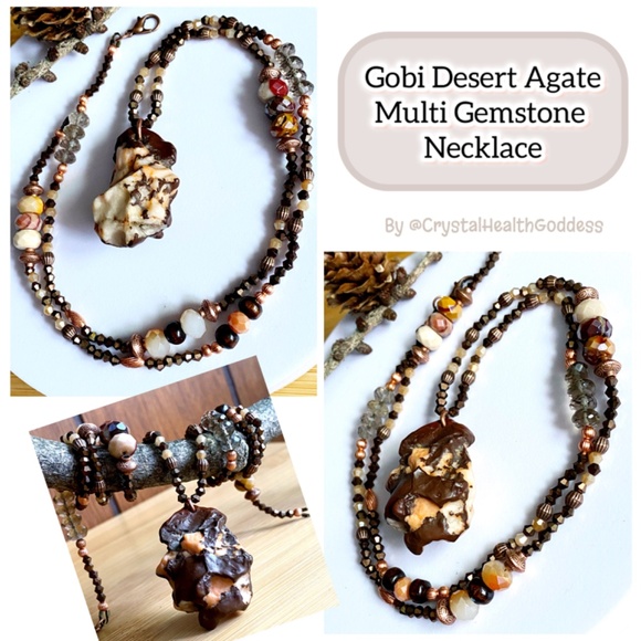 Gobi Desert Agate Multi Gemstone Necklace - Picture 9 of 9
